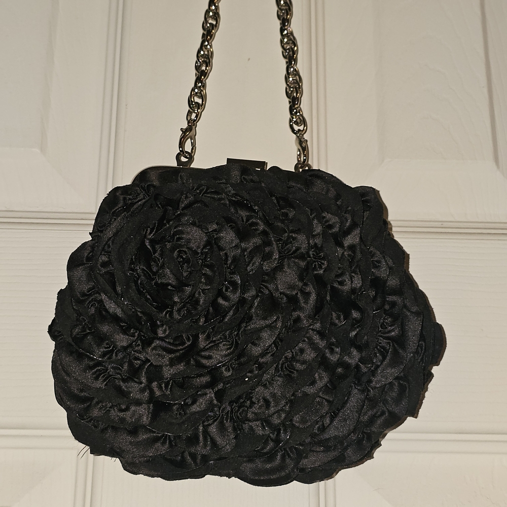 White House Black Market Black Rosette Clutch